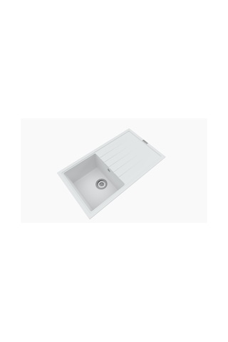 Polex Cristalüx Granit Evye P-03 Beyaz Tezgah Altı Ve Tezgah Üstü Mutfak Evyesi 85x49.5 CM