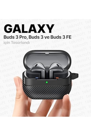 Samsung Galaxy Buds 3 Pro, Buds 3 Ve Buds 3 Fe İle Uyumlu Mat Karbon Fiber Dokulu Darbelere Dayanıklı Premium Silikon Çok Renkli