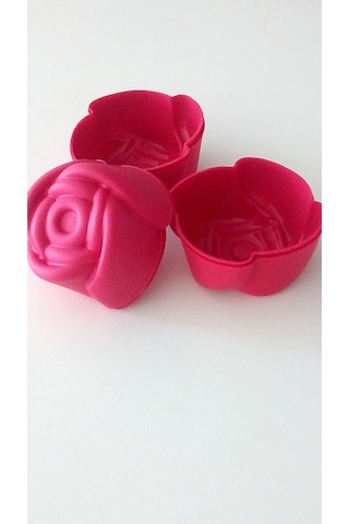 Pink Rose Bybirgul Mini Silikon Gül Kek Kalıbı Kırmızı