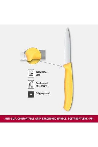 Lexroo 6.7638.c1 Swiss Classic 8cm Tırtıklı Soyma Bıçağı, Sarı Paslanmaz Çelik