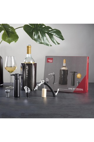 Vacu Vin Şarap Seti 5 Parça - Kutulu - Siyah
