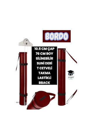 Proje Tüpü 10.5 Cm Çap 76 Cm Boy Silinebilir Suni Deri T Cetveli Takma Lastikli Bback