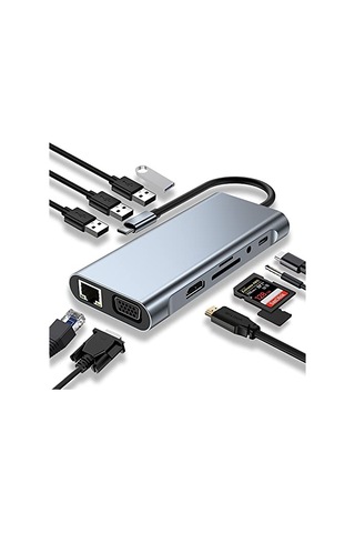 8 In 1 Usb C Yerleştirme Istasyonu 4k 60hz Hdmı Hdr Hdtv Hub Rj45 Ethernet 87w Pd Sd Microsd 2 Usb 3.0 Macbook Uyumlu Air Pro