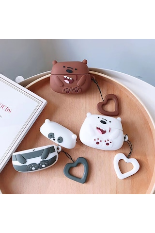 E2M Apple Uyumlu AirPods PRO KILIF BARE BEAR KAHVERENGİ