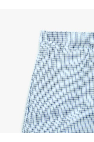 Koton Rahat Kalıp Pamuk Karışımlı Pötikareli Şort Pijama Altı Mavi Ekose 6slk80049mw