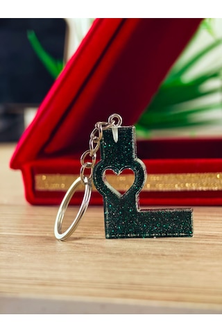 Harfli Anahtarlık Epoksi Kişiye Özel Yapım El Yapımı Harf Anahtarlık Kalp Model Özel Tasarım Hediyelik Ürün Kalp Desenli Simli Anahtarlık Bakır