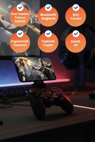 Gp5 Telefon Aparatlı 350 Mah Bataryalı Bt Wireless Gamepad Oyun Kolu