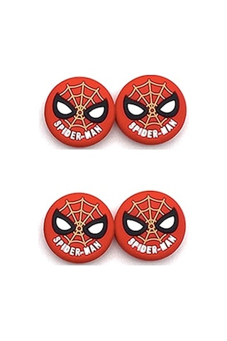 Cafele PS4 - PS5 - Xbox One X/S - Series X - Series S Analog Koruyucu Silikon Pad Spiderman Maske Kırmızı