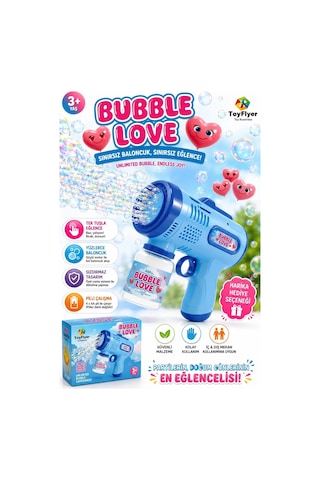 Köpük Tabancası Bubble Gun Işıklı Otomatik Baloncuk Oyuncağı + Hediye Pinball Oyunu Nhn84paw+mavikop Çok Renkli