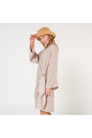 Mona Kadın Kruvaze Pul Baskılı Plaj Elbisesi Taş