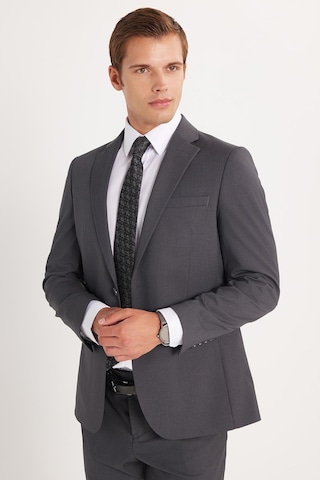 Tudors Erkek Slim Fit Mono Yaka Likralı Esnek Kumaş Füme Takım Elbise-33906 Füme