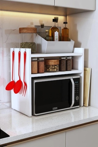 Beyaz Tezgah Üstü Raf - Fırın, Mıkrodalga Organızer Düzenleyici