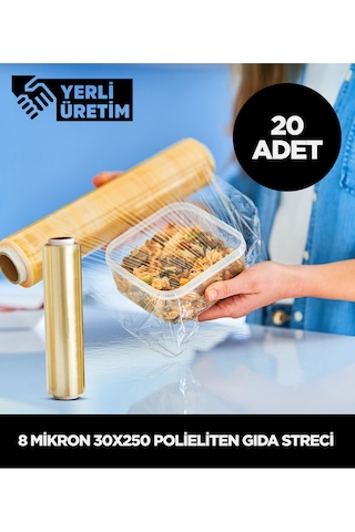 8 Micron 30x250 Polietilen Gıda Streci 20 Adet