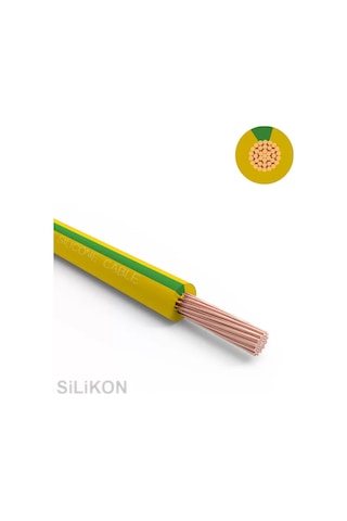 1x2.5 mm2 SIAF 14 AWG Yumuşak Silikon Kablo 1 Metre - Sarı Yeşil