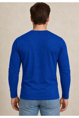 Axxel Erkek Pamuklu Likralı Süprem Uzun Kollu T-shirt-d240 Koyu İndigo