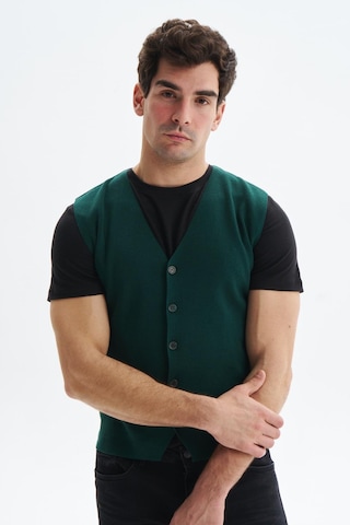 Arma Erkek Slim Fit Basic %100 Pamuk Triko Yelek K9kro0853 Yeşil