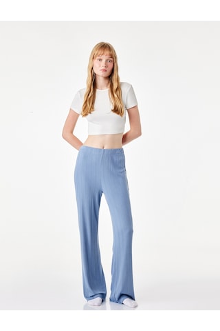 Koton Modal Kumaş Dokulu Bol Paça Pijama Altı Mavi 7wlk40062mk