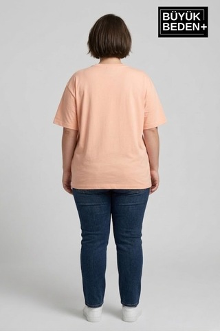 Superlife Kadın Büyük Beden Orta Brooklyn Baskılı 3xl-6xl Bisiklet Yaka Tshırt Spr26btsk510-8 Solmon
