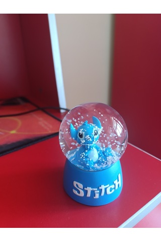Stitch Işıklı Kar Küresi - 9 Cm X 6 Cm - Mavi Hediyelik-dekoratif Kar Küresi 01