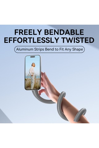 Vkemall Telesın P3-fm-01 Manyetik Esnek Telefon Tutucu Gri - 16 Mıknatıslı, Serbest Bükülebilir, Kaymazsız Silikon, 1/4" Vida İle Çok Fonksiyonlu Uyumlu