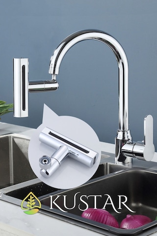 Kustar Şelale 4 Fonksiyonlu Krom Aç Kapa Mutfak Eviye Bataryası Tasarruf Yüksek Tazyik Yağmur Şelale Modlu