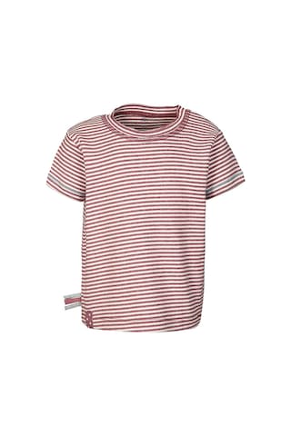 Organicera Organik Kısa Kollu T-shirt, Çizgili , Bordeaux Melange Bordo