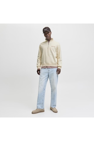 Jack & Jones Erkek Yarim Fermuarli Dik Yaka Sweatshirt - Norrebro - 12282899 Antique White