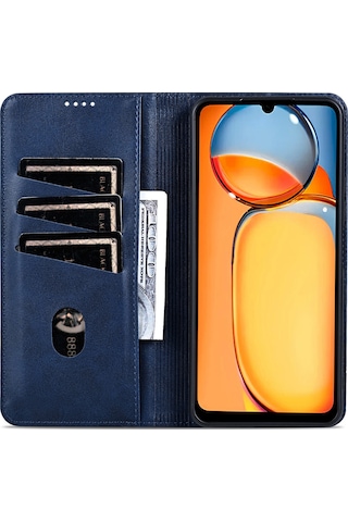 Azns Xiaomi Poco C65 4g / Redmi Uyumlu 13c Deri Kılıf Cüzdan Manyetik Telefon Kılıfı