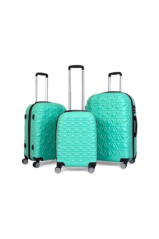 Piramit Desen ABS Seyahat Valizi, Canyon Serisi, Mint - 3'lü Set Mint Yeşili