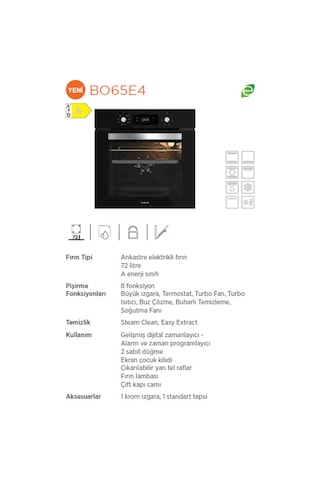 Silverline BO65E4B01 S4 Ankastre Fırın Siyah