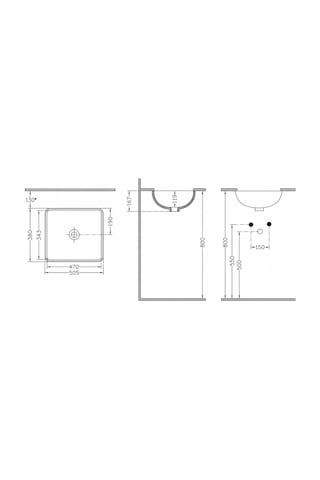 Dura Bagno Tezgah Altı Kare Gömme Lavabo 50x38 Cm, Beyaz 5930