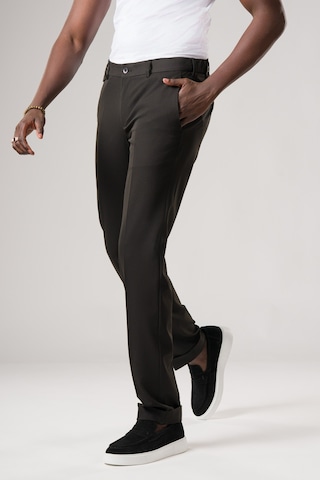 Ecer Slimfit Beli Yarım Lastikli Likralı Duble Paça Yazlık Kumaş Pantolon Siyah