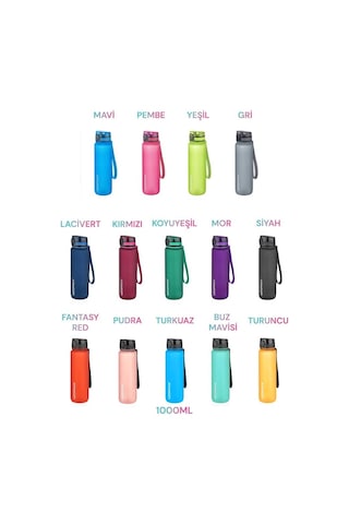 Uzspace FiftyFifty Softtouch Büyük Boy Tritan Su Matarası 28 CM 1 L