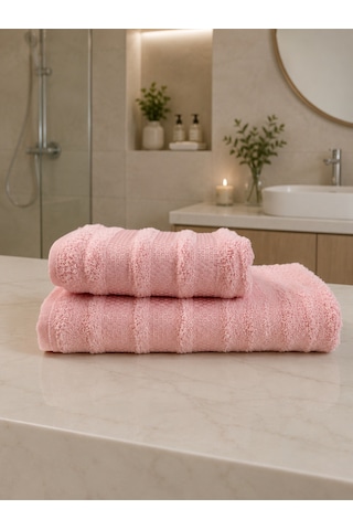 Pamuklu Saç Havlusu 50x90 Ve Banyo Havlusu 90x150 Yumuşak Dokulu Emici Saç Vebanyo Havlusu Pudra