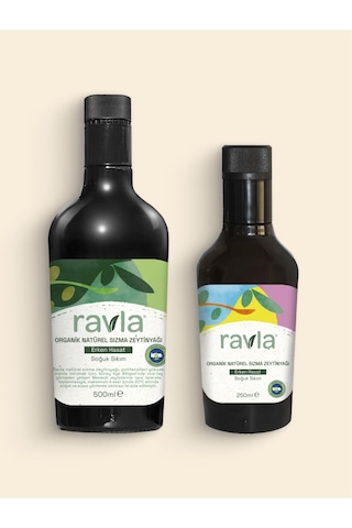 Ravla Organik Erken Hasat Zeytinyağı 500 ML + Organik Zeytinyağı Bebek Çocuk Yüksek Polifenol 250 ML