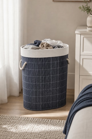 Bambu Oval Kirli Çamaşır Sepeti Katlanabilir Bambu Kirli Çamaşır Oyuncak Çok Amaçlı Sepet Gri Koyu Gri