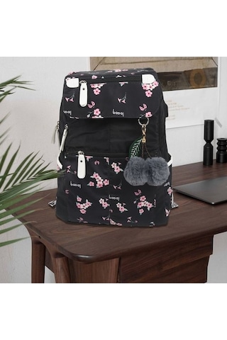 Createtech Wbp2245 Siyah Kadın Okul Çantası - Kiraz Desenli, Trendy 47801535 Siyah