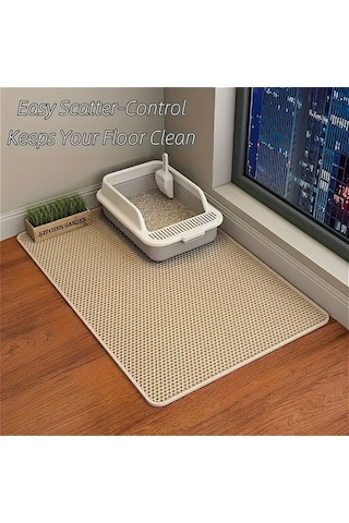 Honeybeeshop Ekstra Büyük Çift Katmanlı Eva Kedi Kumu Matı Blue Xl 2362x3543inch Kaymaz Su Geçirmez Kolay Temizlenir