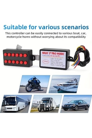 Pazly 12v 24v Araçlar İçin Evrensel Boynuz Kontrolcüsü Artı Düğme Salyangoz Anahtarı Çoklu Tonlu Ses Renkli Işık Kontrolü