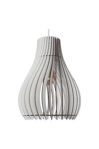 Vialux Modern Ahşap Bohem Rustik Avize Tekli Sarkıt Lamba Beyaz Beyaz