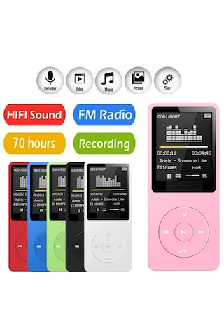 8gb Dahili Hafızalı Mp3 Çalar Ses Kayıt Fm Radyolu Müzik Player