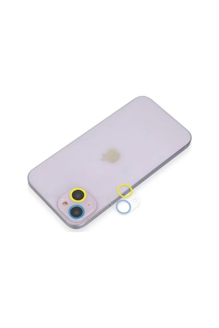 Hemengo Apple İphone 13 Uyumlu Renkli Kamera Lens Koruma Cam - Sarı-mavi Hmngobzs Diğer