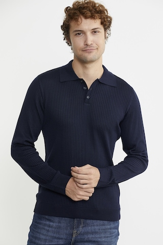 Sementa Polo Yaka Fitilli Triko Kazak - Lacivert 001