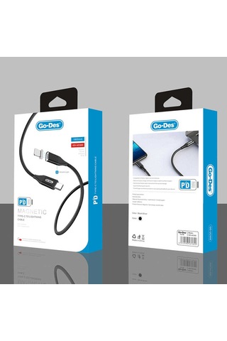 Go Des UC-505 Magnetik Lightning PD Kablo 3A Mıknatıslı Şarj Kablosu 180 CM Data Kablo Siyah ZORE-258868