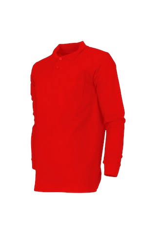 2 İp Polo Yaka Sweatshırt Kırmızı