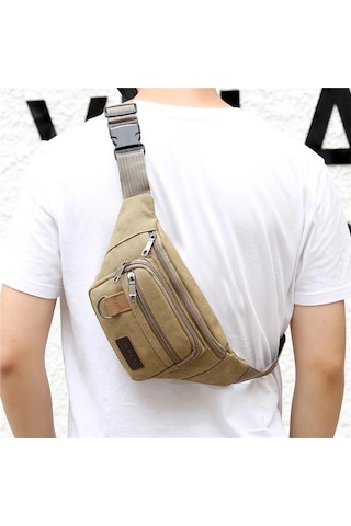 Göğüs Çantası Kanvas Bel Çantası Kadın Erkek Kemer Çantası Moda Haki