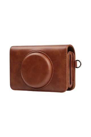 Sones Kodak Mini Shot2 Retro / C210r İnstax Tam Vücut Kamera Pu Deri Kılıf Çanta Askılı Kahverengi