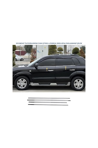 Ebal Otomotiv Hyundai Tucson Krom Cam Çıtası 4 prç. 2005-2014 P.Çelik