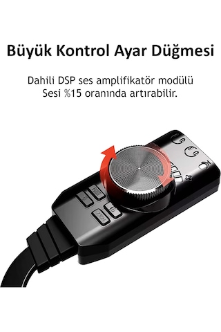 Usb Dsp Sound Card 7.1 Harici Ses Kartı Gaming Pubg Lol Valorant Mikrofonlu Kulaklık Adaptörü Tak Çalıştır