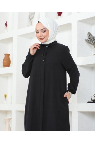 Nevayla Moda Salaş Kesim Aerobin Kumaş Ferace / Siyah - F137